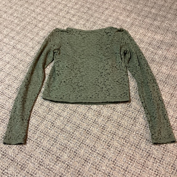 Hollister Olive Green Floral Lace Sheer Long Sleeve & Layering Tank Top Size XS - Picture 8 of 10